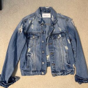 Mustard Seed Distressed Blue Jean Jacket
